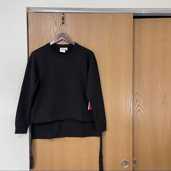 Good American Black Sweatshirt High Low Size 1 (small) NWT Ruched Hem - Picture 2 of 7